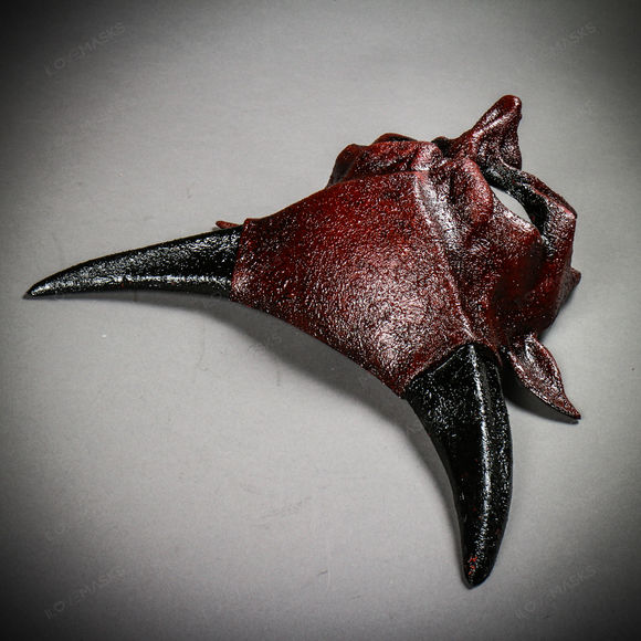Demon Sharp Black Horn Devil Masquerade Mask - Bloody Red - Picture 5 of 8